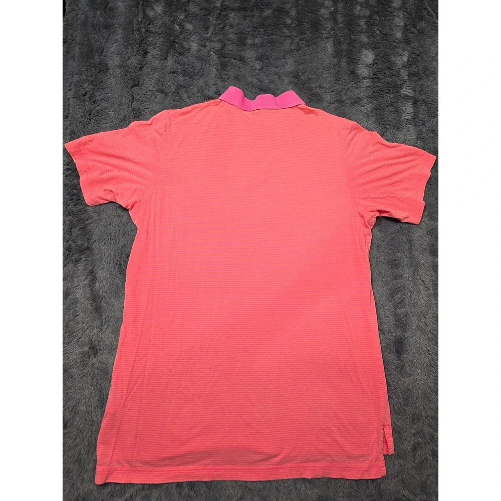 Fairway & Greene Signature Mens Pink Orange Striped Wolfdancer Golf Polo Shirt L